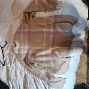 Plaid Sweater in Tan and Purple